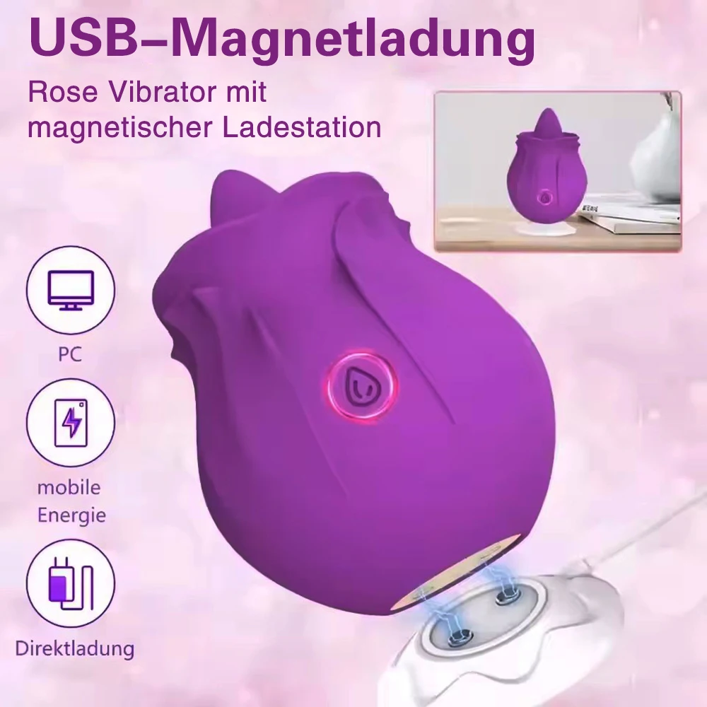 Rose Toy for Women, Silicone Clitoral Suction Vibrator,  Petal Design, Oral Licking Stimulator,  Rechargeable, Discreet Pleasure view 4