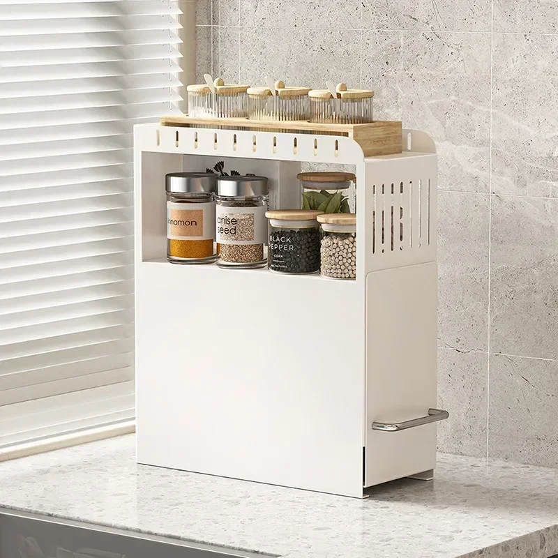 Pull Out Style Spice Organizer Kitchen Seasoning Drawer Rack Countertop Dustproof Cup Storage Rack Multipurpose Spice Cabinets