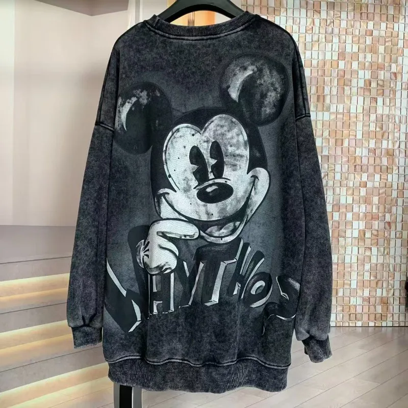 سترة جديدة لخريف وشتاء 2025 بغطاء للرأس من الصوف سترة ثقيلة مغسولة سترة شبابية عصرية برسوم كارتونية فضفاضة برقبة مستديرة