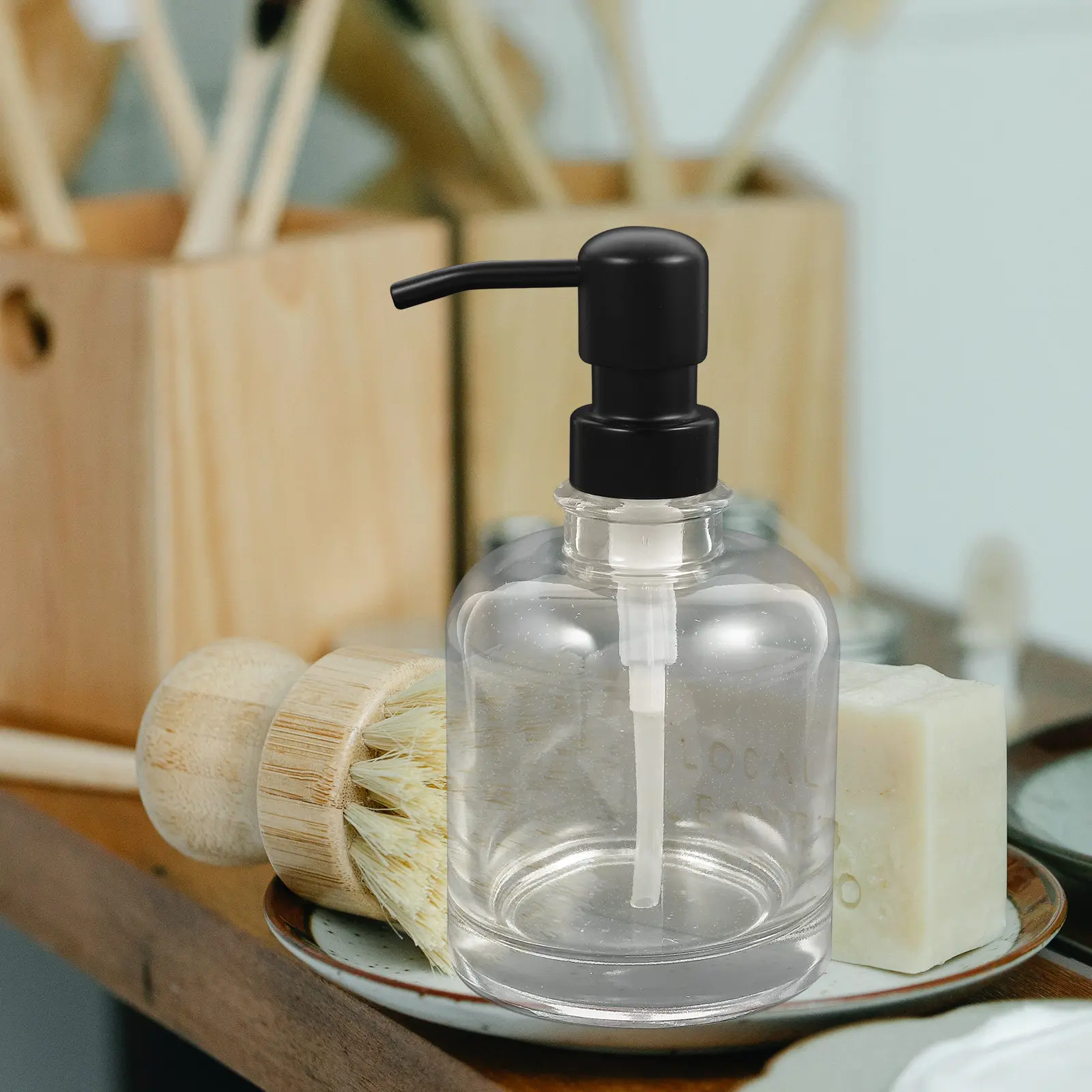 

2Pcs Premium Glass Lotion Dispenser Press Type Soap Dispenser for Home Office Restaurant Refillable Shampoo Bottle Decorative