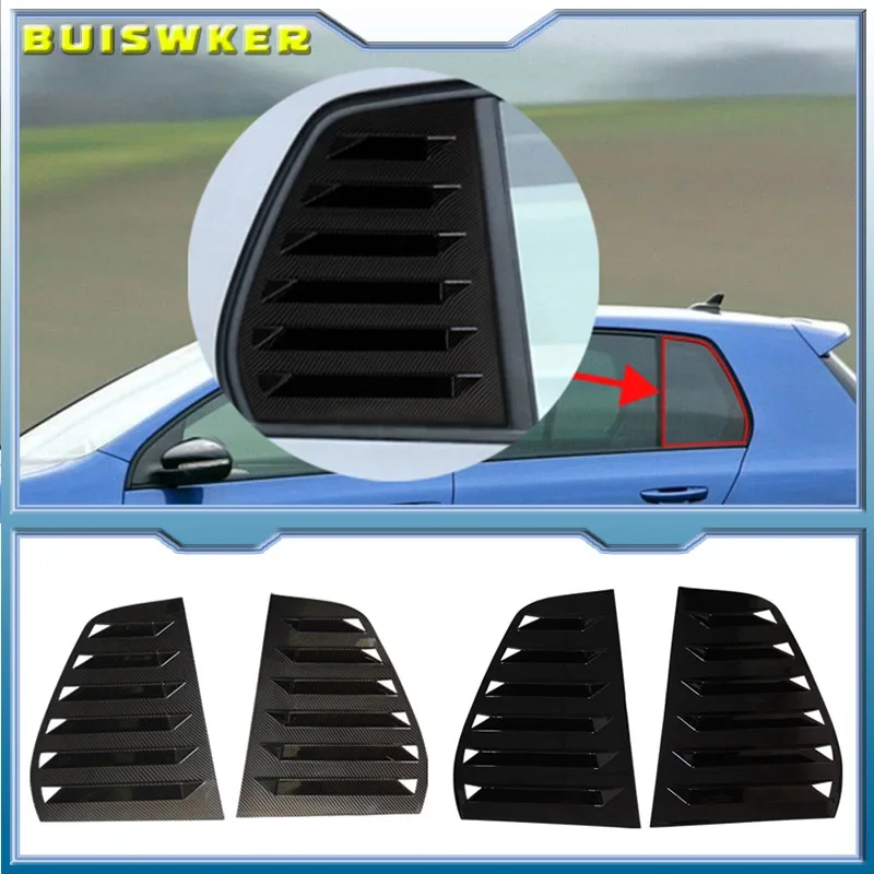 

For Volkswagen VW Golf 6 MK6 2008-2012 Rear Side Window Louver Shutter Trim Cover Carbon Fiber Look/Glossy Black