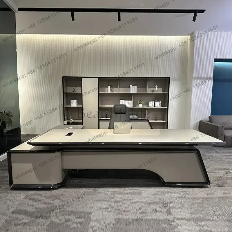 LJY Office Desks And Workstations Computer Desk Room Desks L Shaped Desk Modern Light Luxury Executive President Table Room Offi