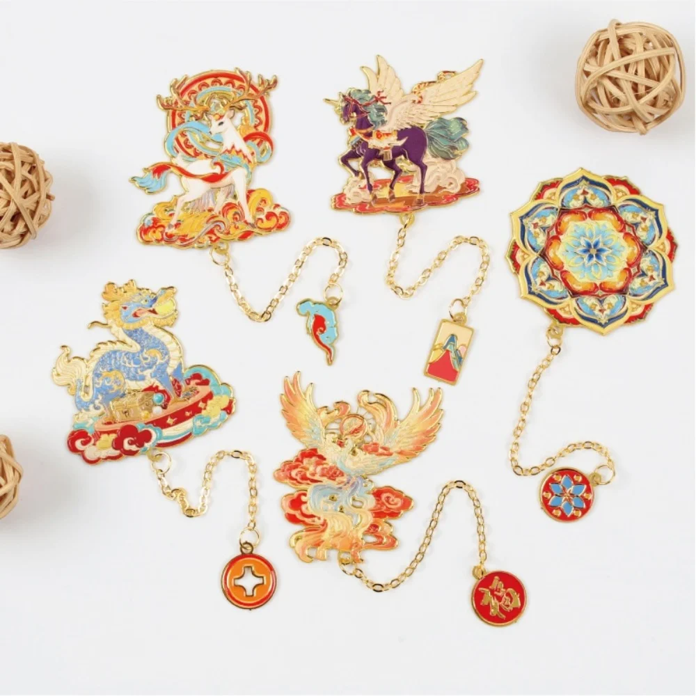 Ретро-металлическая-закладка-с-изображением-благоприятных-животных-Дракон-Лошадь-Олень-Птица-Ажурная-бронзированная-закладка-зажим-для-книг-Подарки-для-любителей-книг-и-студентов