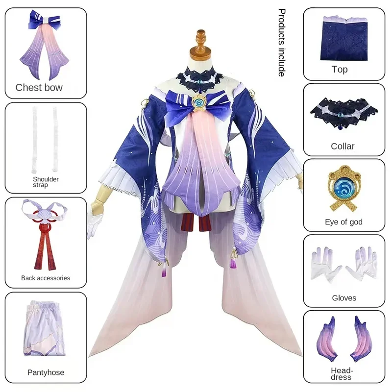 Jeu Genshin Impact Warriomi Cosplay Costume pour femme, sangonomiya, perruque, chaussures, sexy, fête d'Halloween, tenue de robe de paupières, ensemble complet