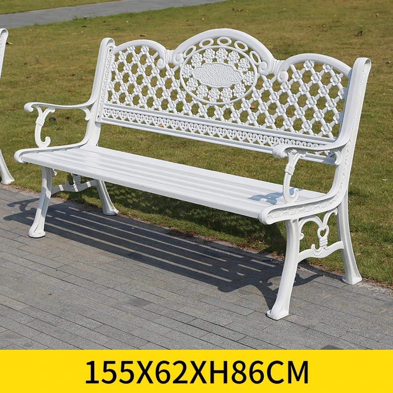 2024 New outdoor metal Bench with backrest garden long chair outdoor bench cast aluminum leisure Patio benches