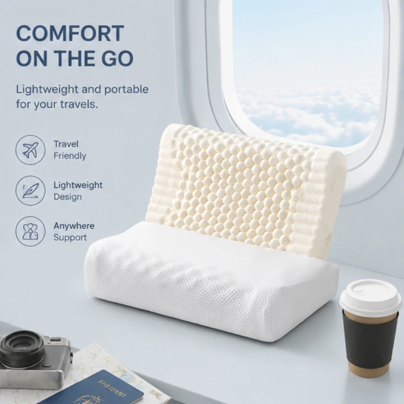 Thai Natural Latex Soft Cervical Support Cushion Breathable Ergonomic Neck Pillow For All Family Bedroom Night Daily Relax Rest