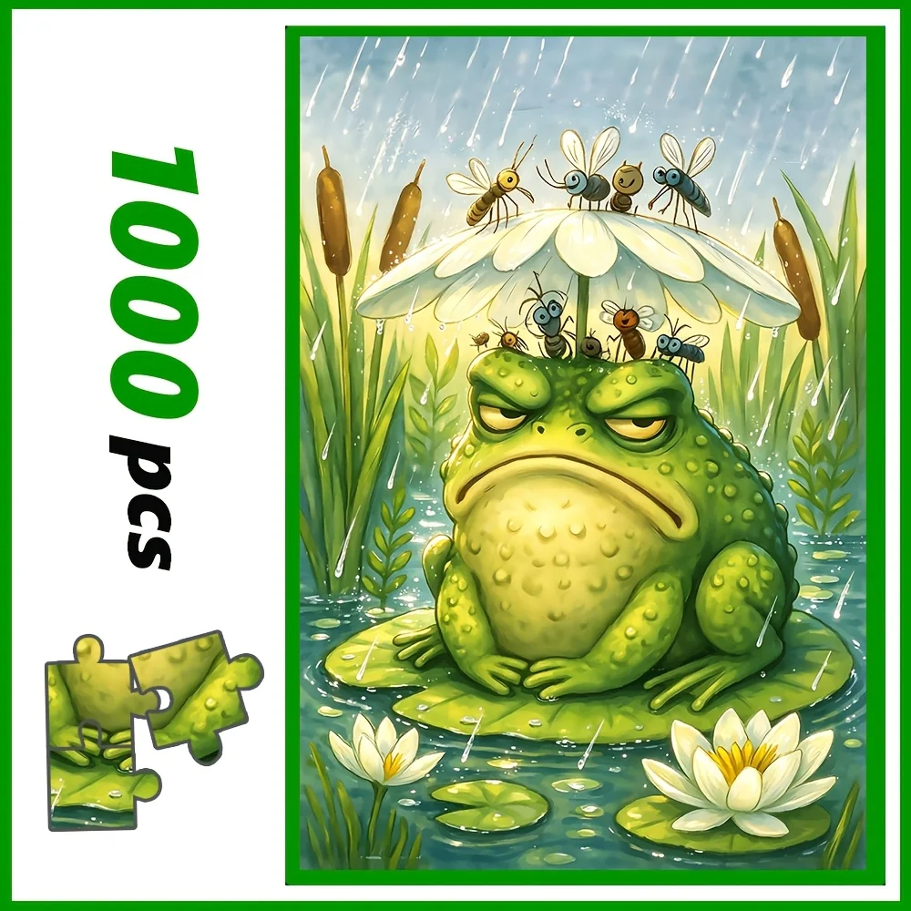 Art Animal Jigsaw Puzzle, Gentleman Cat, Grumpy Frog with Insects, Lovely Kittens, Seaside Sleeping Cats, Wall Decor