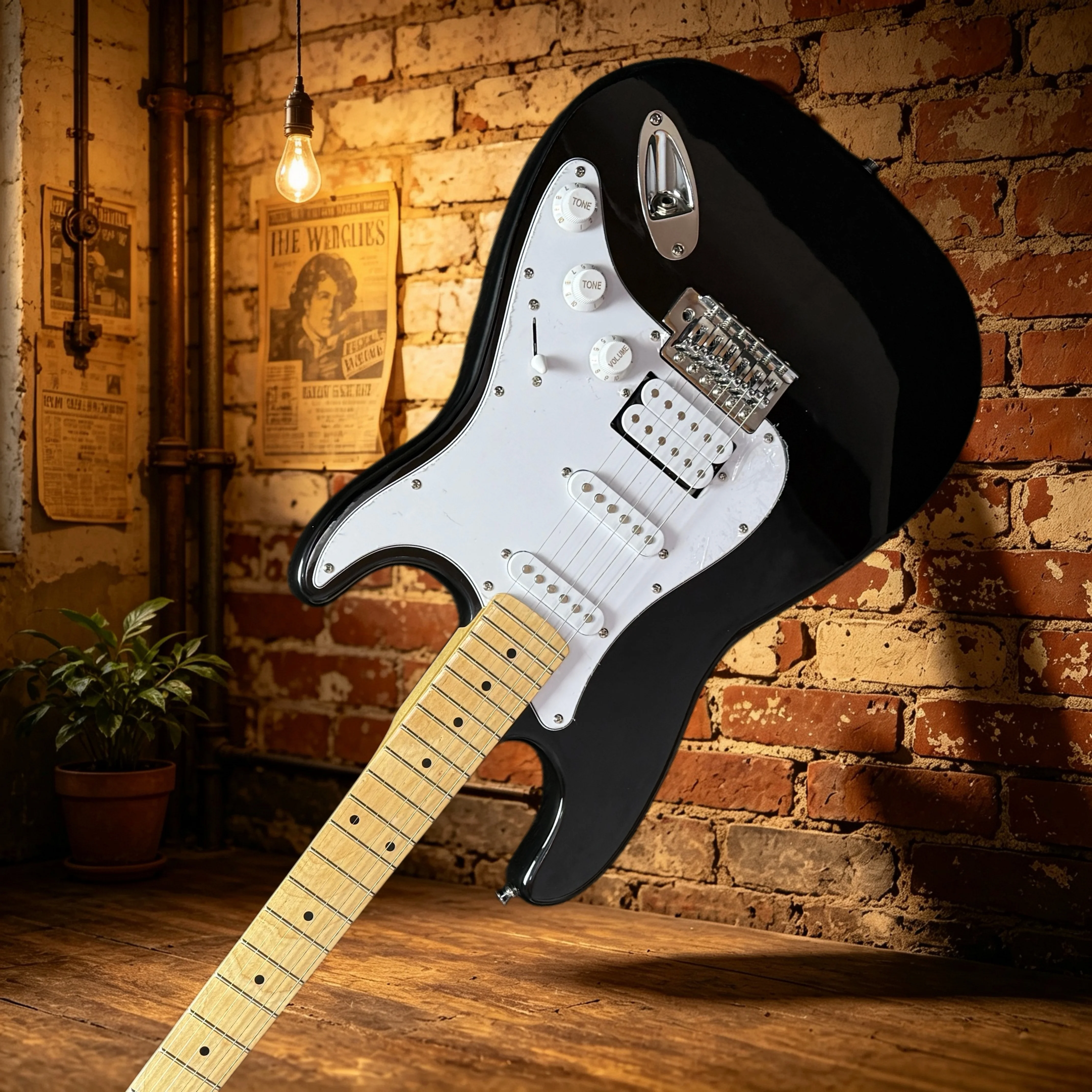 ST Electric Guitar 2026 New Black White SSH  Thin Narrow Smooth Beginner's Union Practice Solid Wood Piano Body