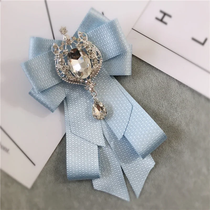 Moda grande papillon cravatta cristallo nappa nastro collare con spilla donna vintage elegante bigiotteria collare spilla rosso blu