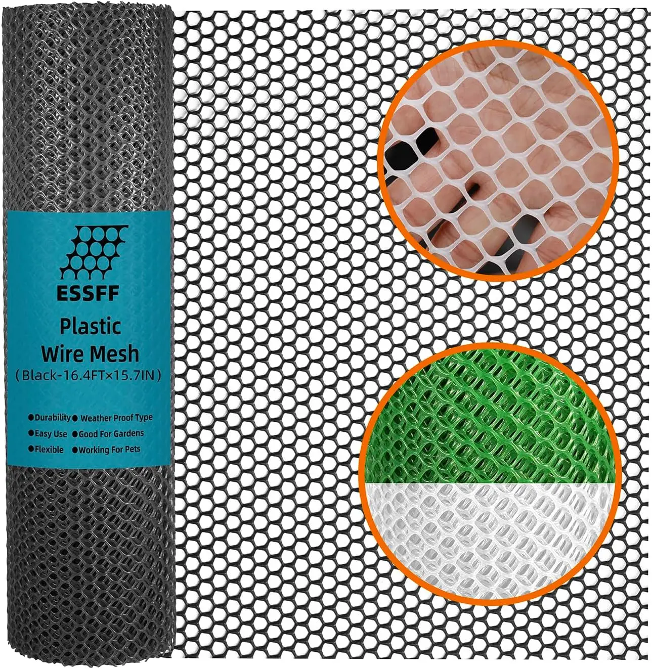 

15.7IN x 16.4FT Black Plastic Netting Roll - Multi-Use Pet Fence for Dogs, Chickens, Rabbits & Garden Protection