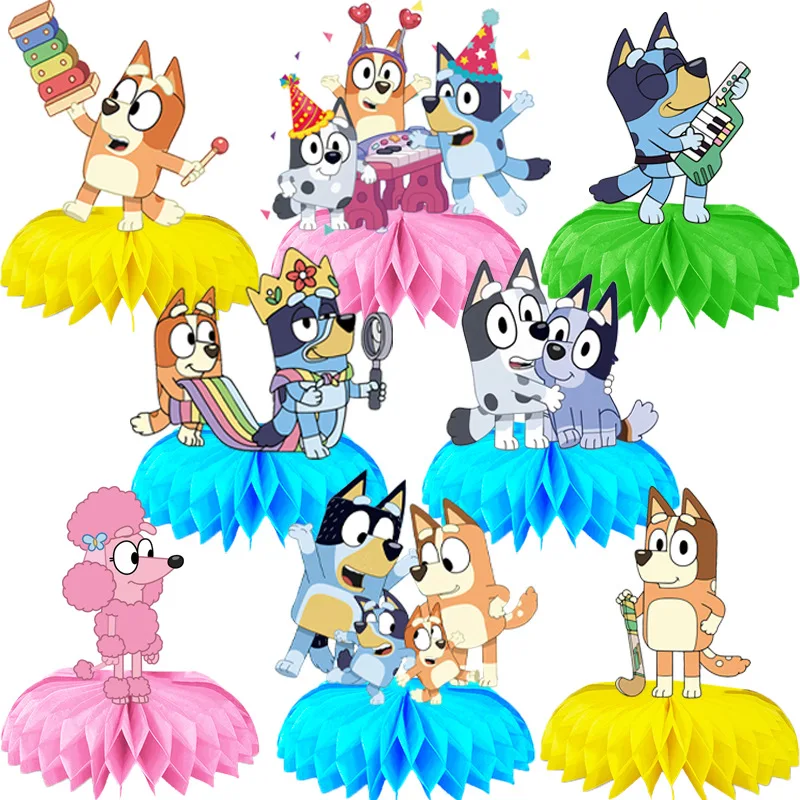 

9 шт., милые синие тематические украшения для дня рождения, товары для вечеринок, детский день рождения, фестиваль, центр, обеденный стол, сотовый орнамент