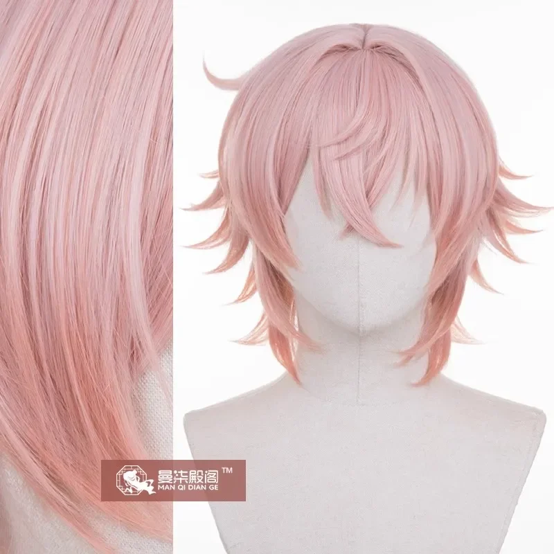 Cosplay Wig ITSUKI ROKUTA Paradox Live 1Nm8 Pink Short Heat Resistant Synthetic Hair Halloween Role Play Wig Cap