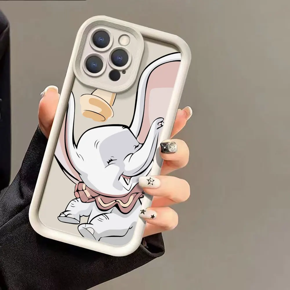 Capa de silicone líquido para apple iphone 15 14 13 12 11 pro max 7 8 16 xs 14 15promax capa de telefone disney dumbo capa de elefante fofo