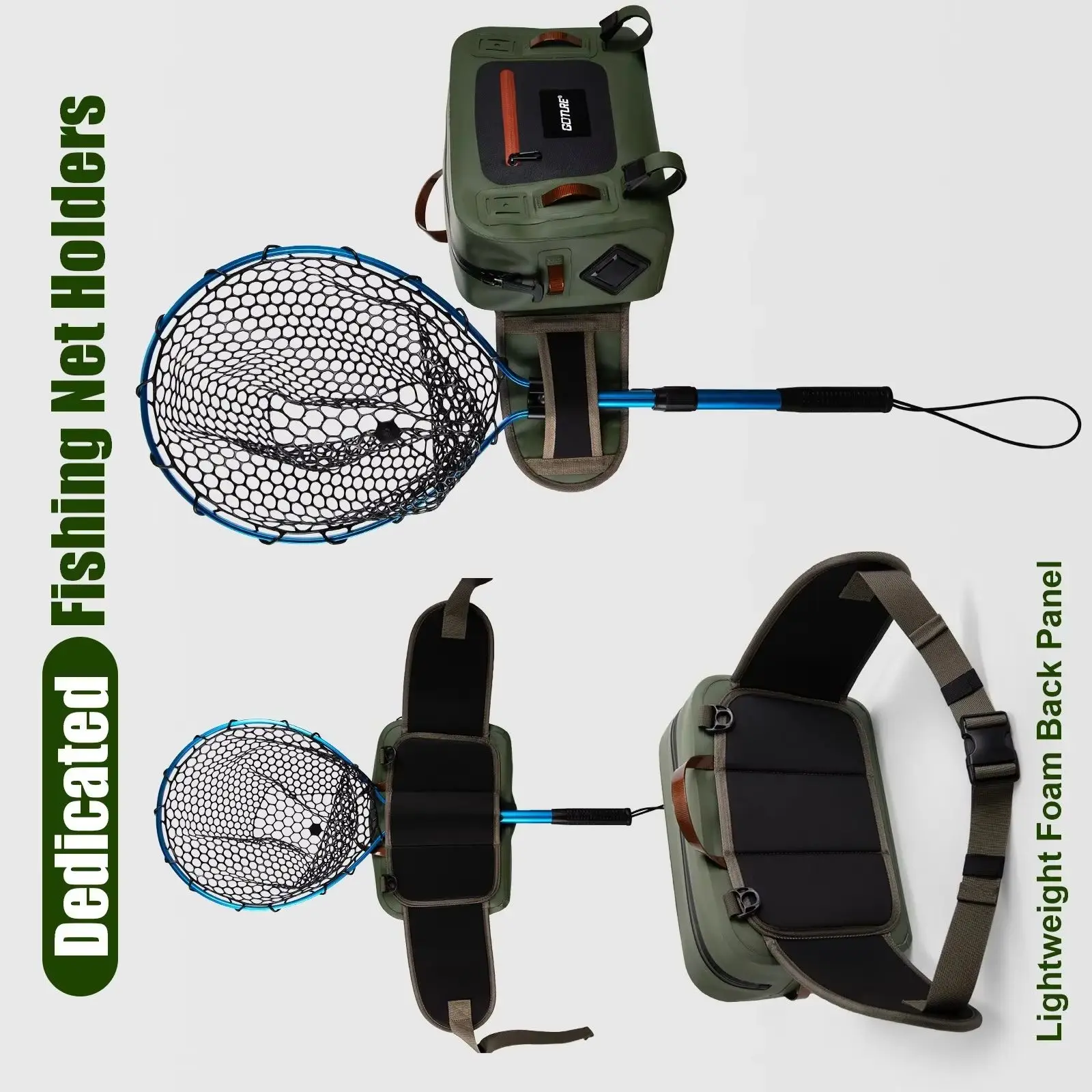 Waterproof Fly Fishing Waist Bag Fishing Tackle Rod Hand Net Storage Tool Accessory Ultra Light Bag 34.5x23x12.5cm