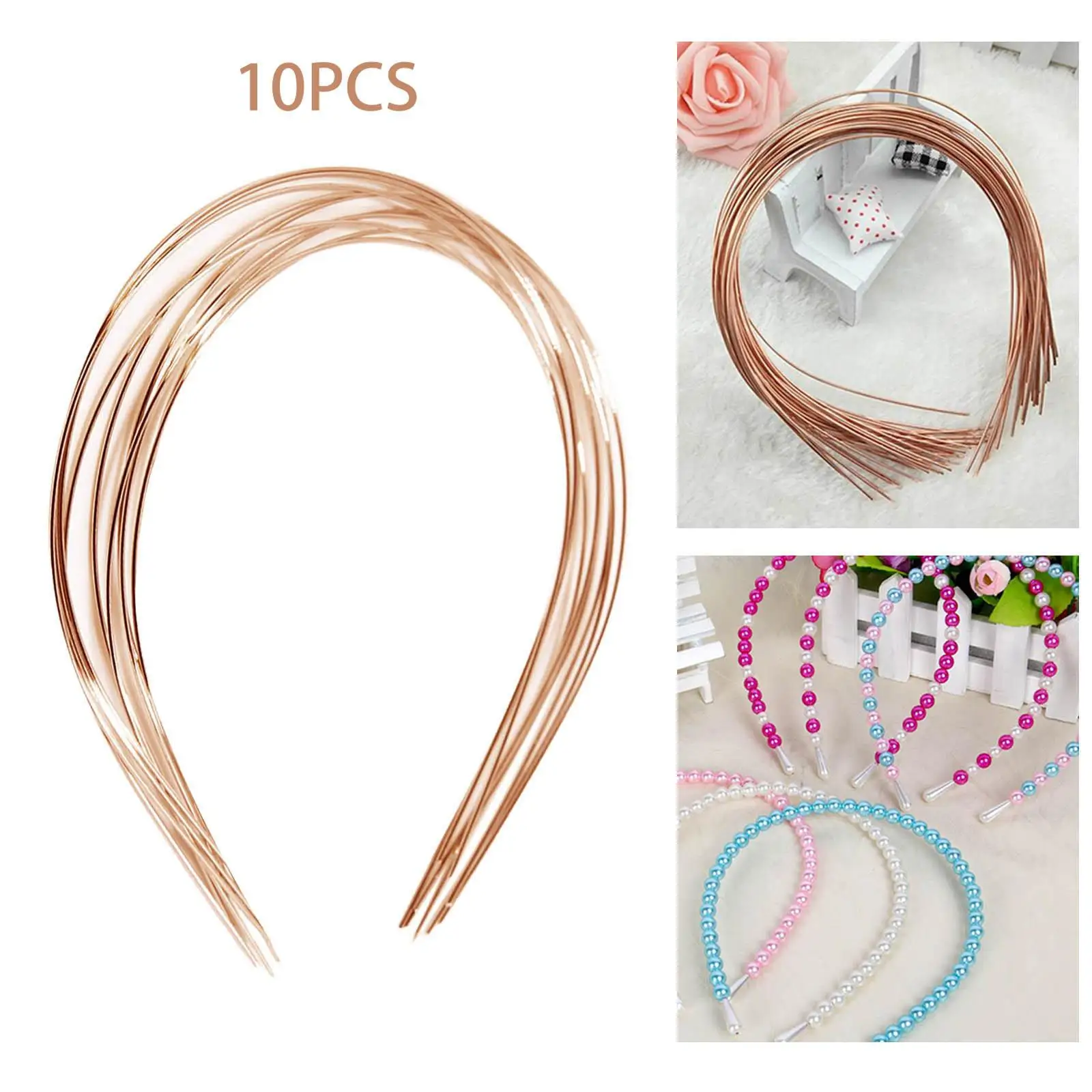 10Pcs Smooth Metal Hair Hoop Wire Frame Hairband DIY Craft No Teeth Blank Headband Base for Daily Use Hair Bow Men Women Cosplay