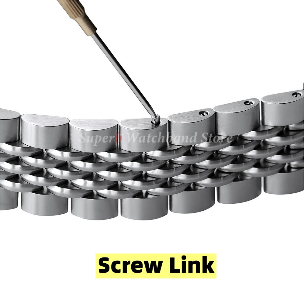 สแตนเลสสตีลสําหรับ Seiko 5 นาฬิกาคุณภาพสูง 20 มม.22 มม.ปลายแบนสายรัดข้อมือเครื่องมือสกรู Link เหล็ก