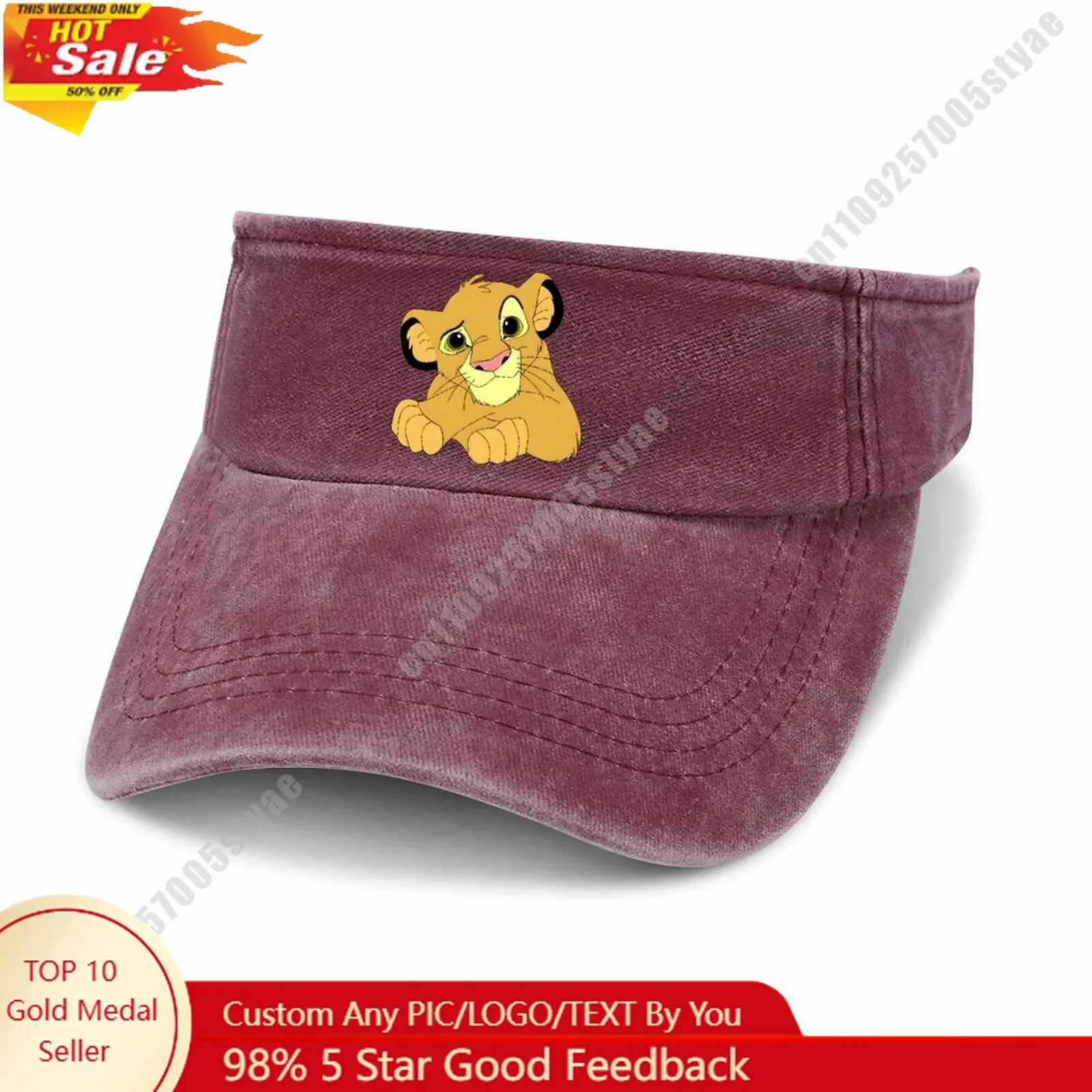 

Simba Open Top Hat Disney Cartoon Custom Design Your Photos Logo Text Fashionable Item Perfect Holiday Gift Denim Hat