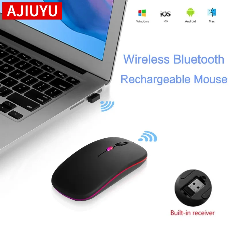 Mouse Bluetooth recarregável para Macbook Air Pro Retina 11 12 13 14 15 15.6 Xiaomi Hp Lenovo Laptop Mouse sem fio para jogos