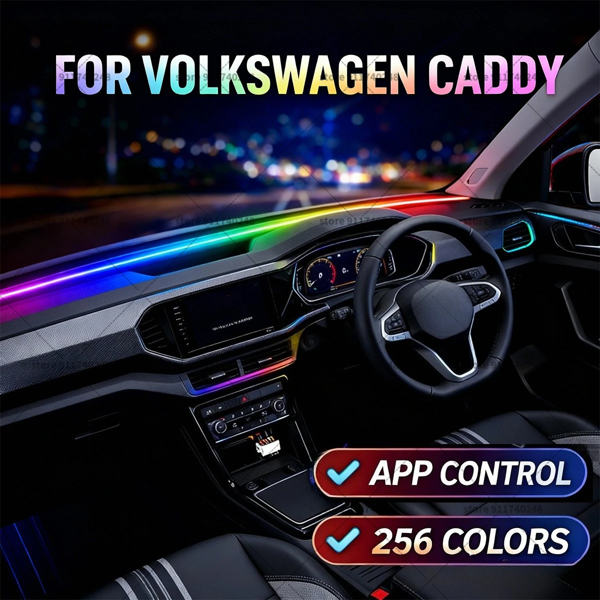 

For Volkswagen Caddy Automotive decoration light strip,colorful acrylic front windshield soundproofing strip,ambience light