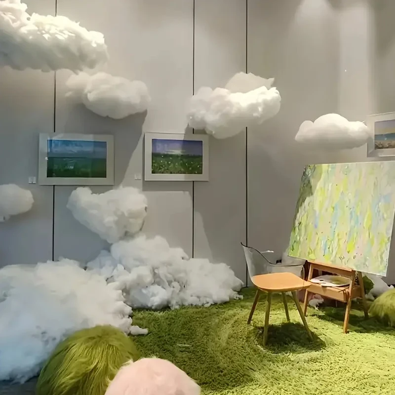 الاصطناعي الأبيض القطن سحابة الزفاف خلفية ديكور الدعائم خلفية T المرحلة DIY بها بنفسك حفلة عيد ميلاد حفل زفاف معلقة حلية