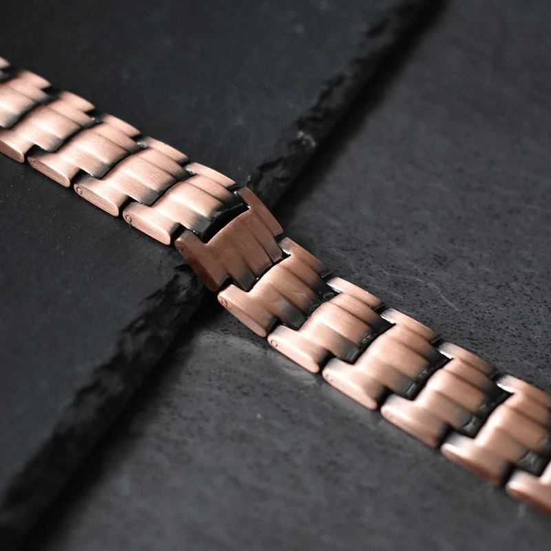 سوار مغناطيسي للنساء من النحاس النقي للعلاج بالطاقة الحيوية أساور سلسلة هندسية فايكنغ على اليد مجوهرات عصرية