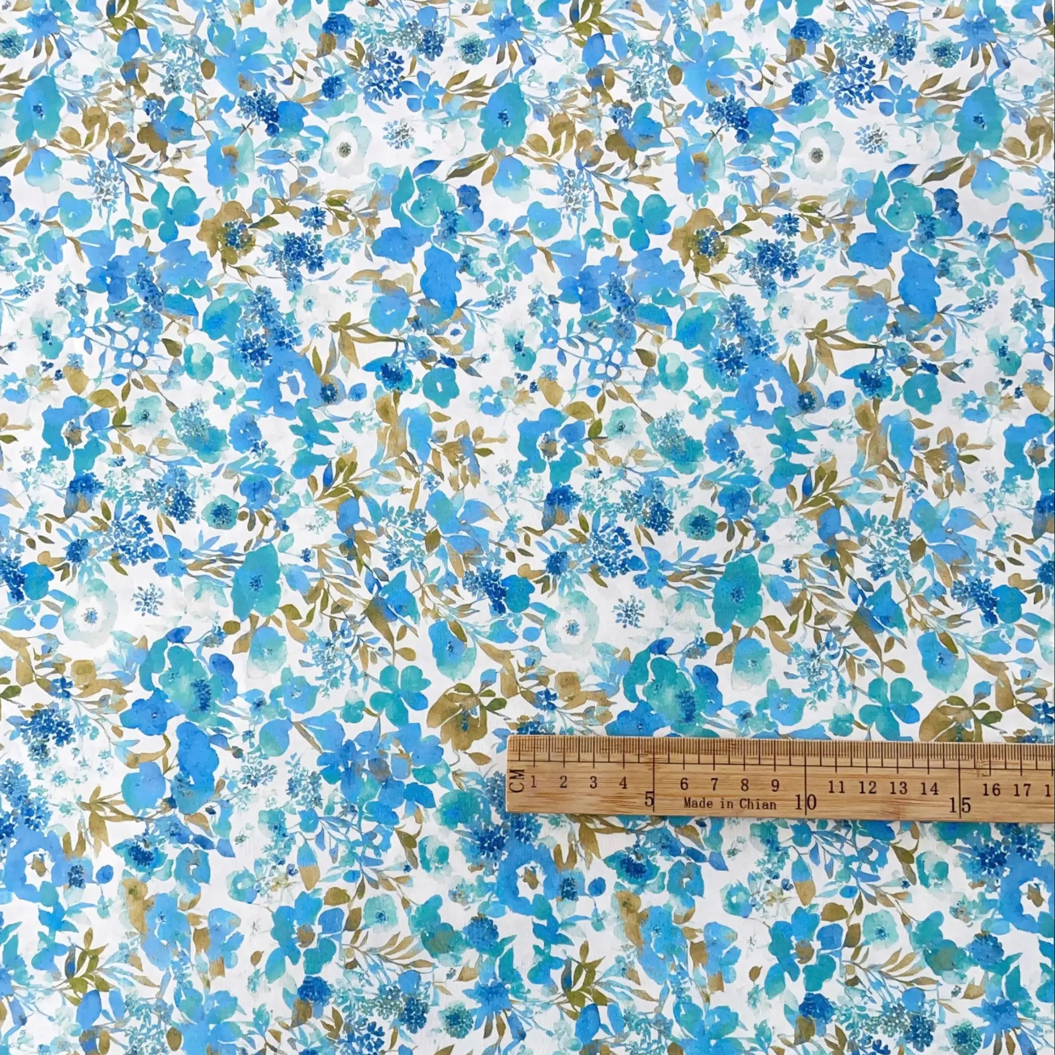145x50 cm100% tessuto di cotone blu oro stampa floreale fresco ed elegante ideale per sartoria decorazioni per la casa tovaglie fai da te progetti