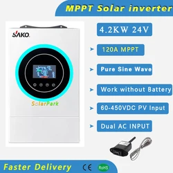 4.5Kva/4.2Kw 24V To 230V Hybrid Solar Inverter Pure Sine Wave Built-in 120A MPPT Solar Charger Max.PV Input 450V,Work no battery