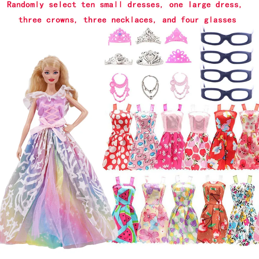 27-30 cm Puppe Kleidung Zubehör Zufällige Rock Zufällige Armband Gläser Tasche Halskette Krone Schuhe Set kinder Geschenk