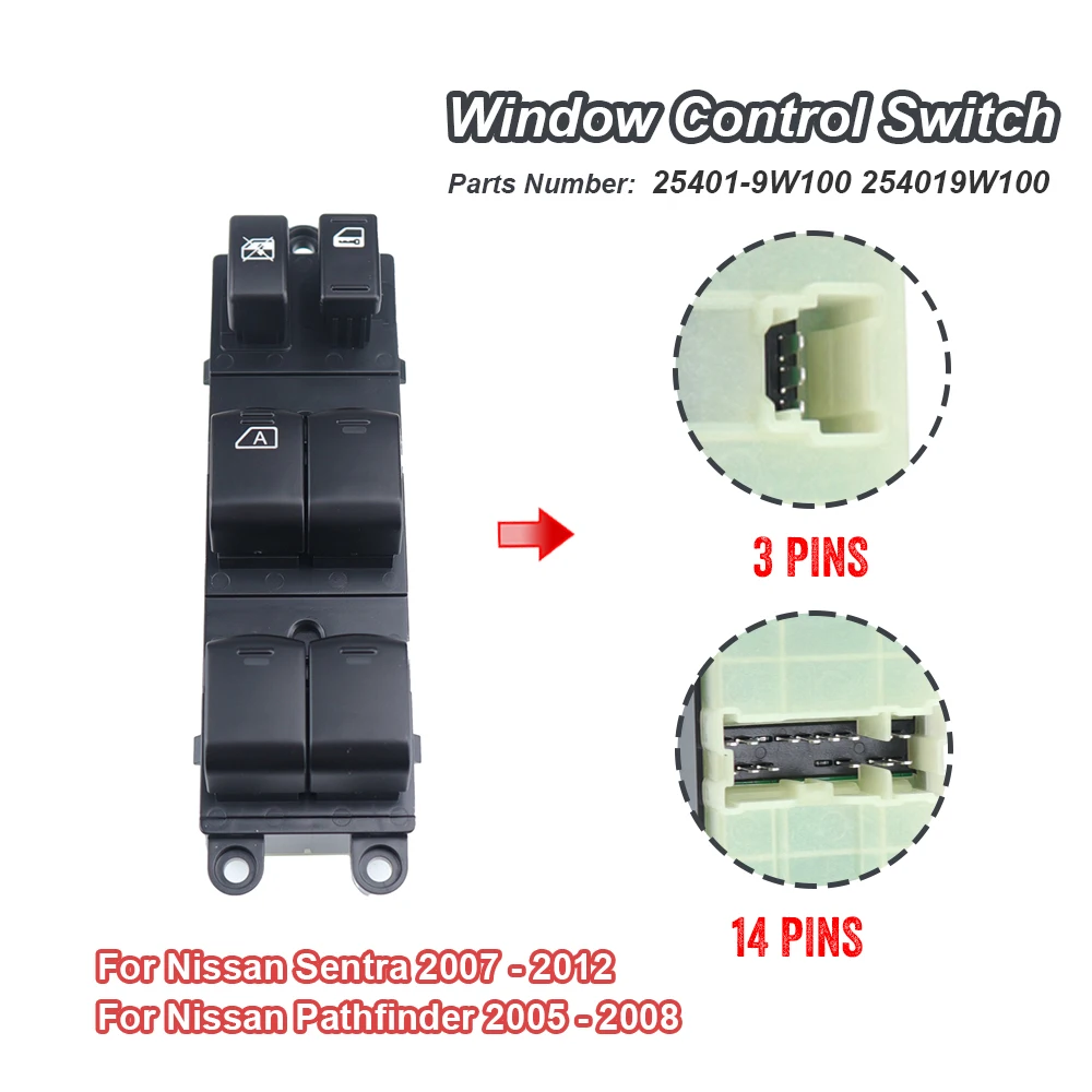 

Высококачественный электрический переключатель главного окна со стороны водителя для Nissan Sentra Pathfinder 25401-9W100 254019W100