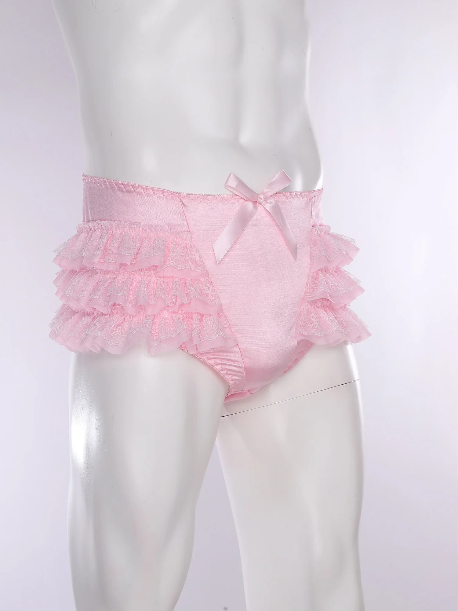 Men's Ruffled Lace Trim Cutout Crotch/Normal Crotch Panties