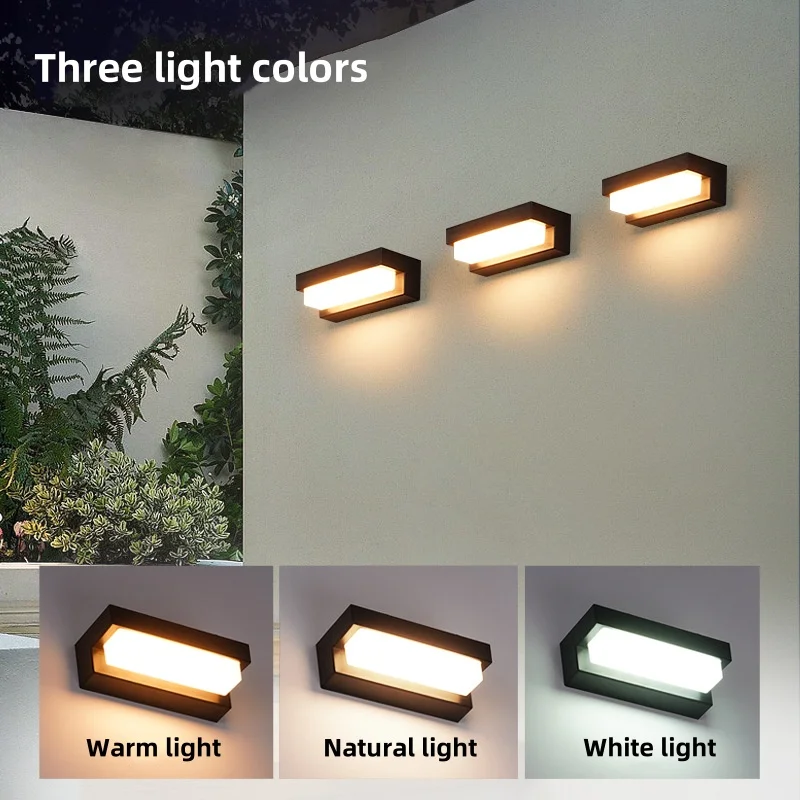 LED Solar Outdoor Lights Garden Waterproof Decor Solar Powered Lamp Balcony Porch Stairs Energy-saving Three-color Wall Light