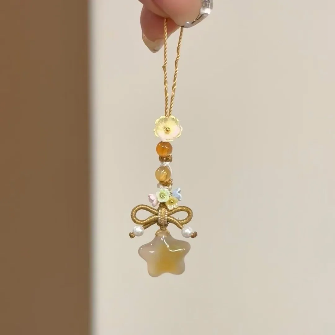 

New Chinese Style Hand Woven Phone Charm Star Flower Pendant Exquisite Literary Versatile Fashion Accessories