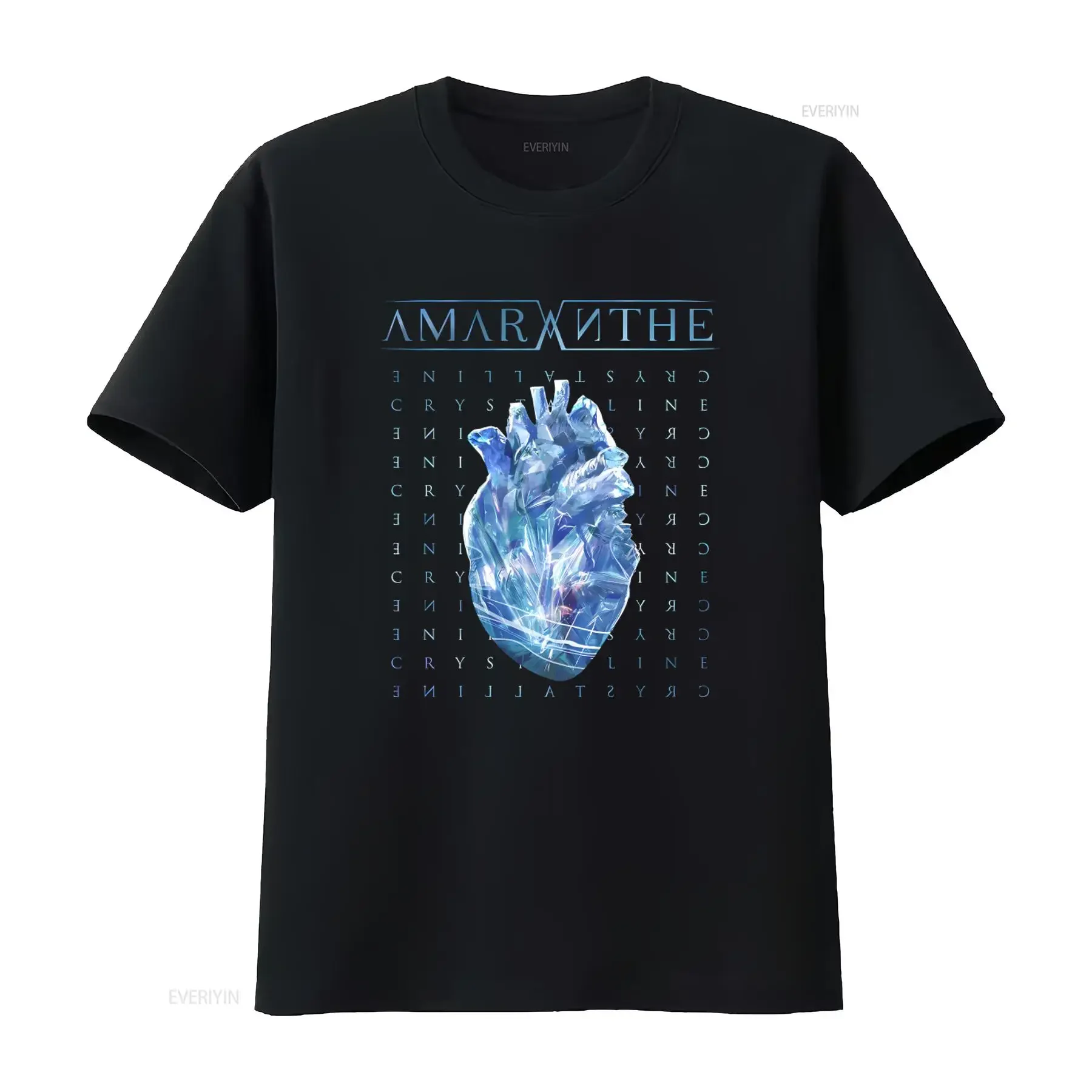 AMARANTHE Crystaline Heart Design T-Shirt für Männer und Frauen, einzigartige, von Rockbands inspirierte Mode, Vintage-Waschung