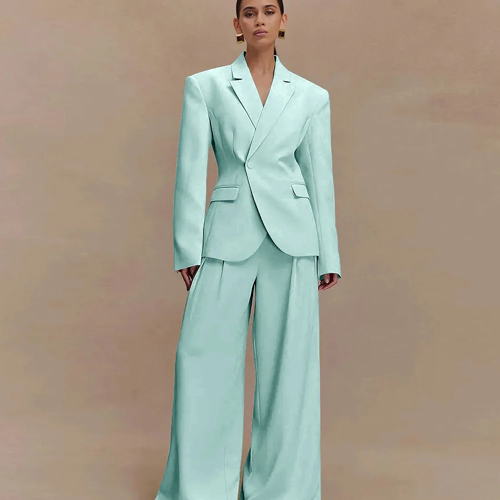 Stylish Women Suits High Quality One Button 2 Pieces Jacket Pant Formal Occasion Notch Collar Female Clothing Elegant Luxury