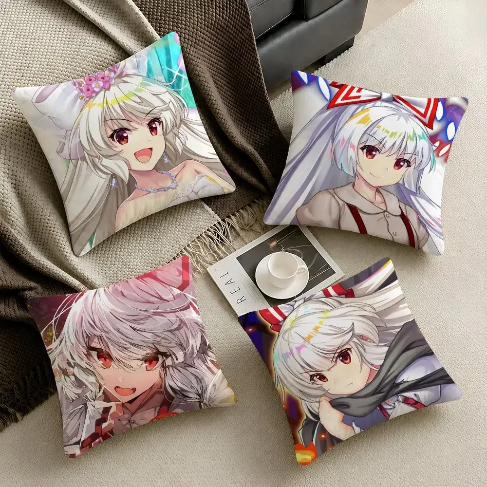 Gaming Touhou Mokou Fantasy Chibi Cushion Cover Throw Pillow Soft Short Plush Durable Colorfast Sofa Bedroom Home Decor Gift