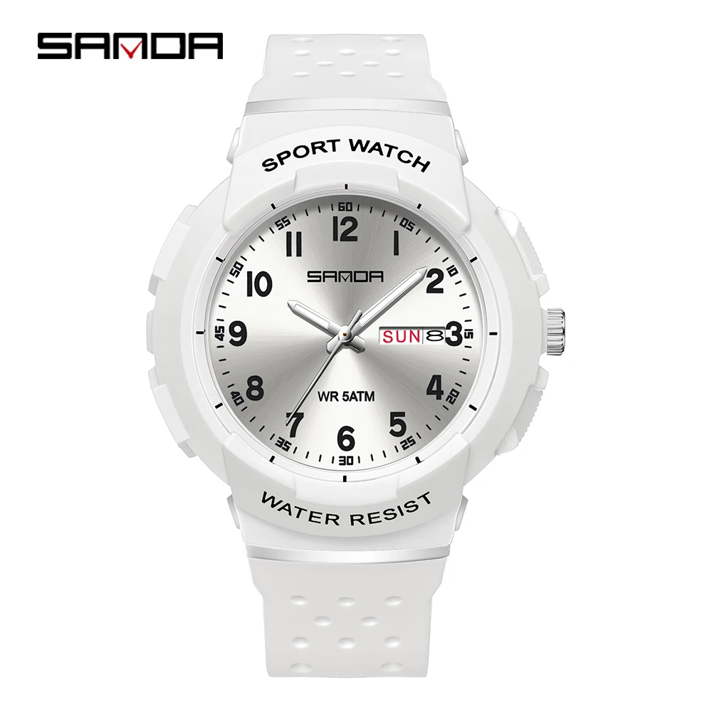 Relógio de Quartzo Fashion SANDA SD6361 com Pulseira de Silicone Simples e Luz Noturna para Homens e Mulheres