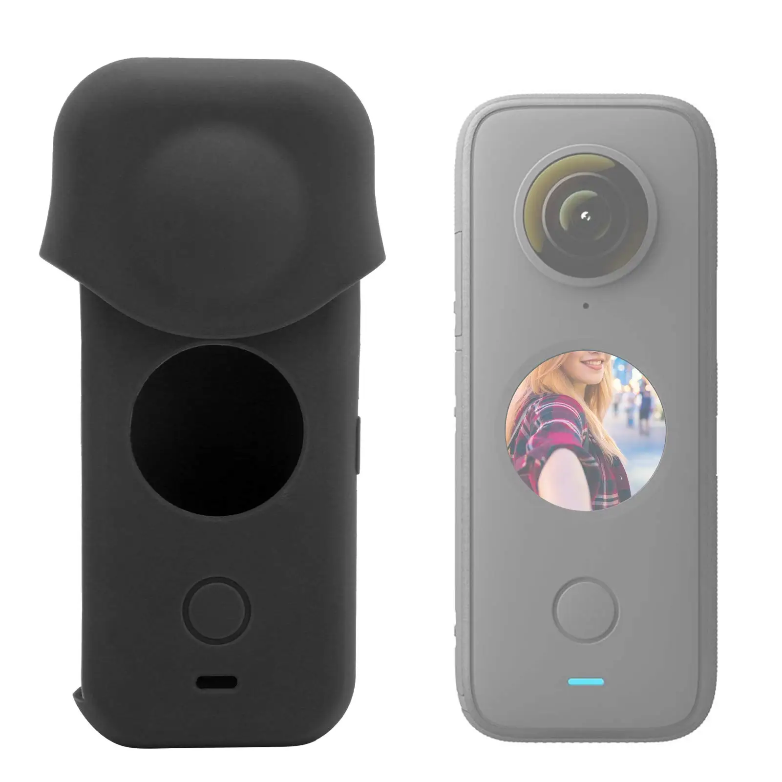 Insta 360 ONE X2 Silicone Case + Lens Cap Protective for Insta ONE X2 Camera Body Lenses Cover Cap Dust Anti-scratch Accessory