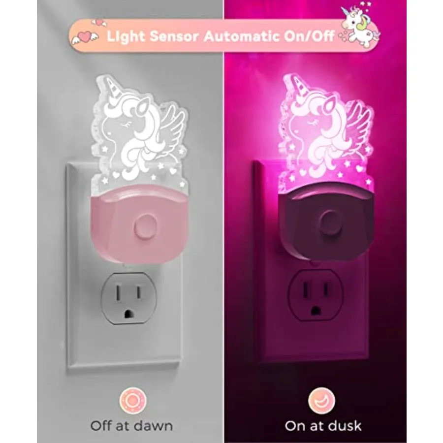 Plug in Night Light - Gift for Girls, LOHAS Cute Night Light with Dusk to Dawn, Color Changing, Birthday Gift Nightlight for Gi
