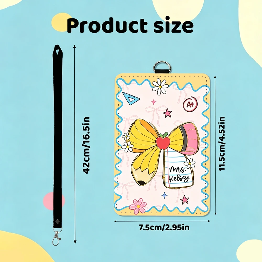 Custom Name Badge Holders,Personalized ID Card Sleeves With Editable Teacher Names,Perfect Gifts For Teacher Appreciation