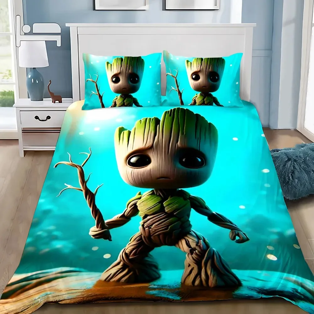 Cartoon Tree People Duvet Cover Pillowcase Bedding Set Adult Boy Girl Bedroom Decoration Children Single Double Size G-Groots