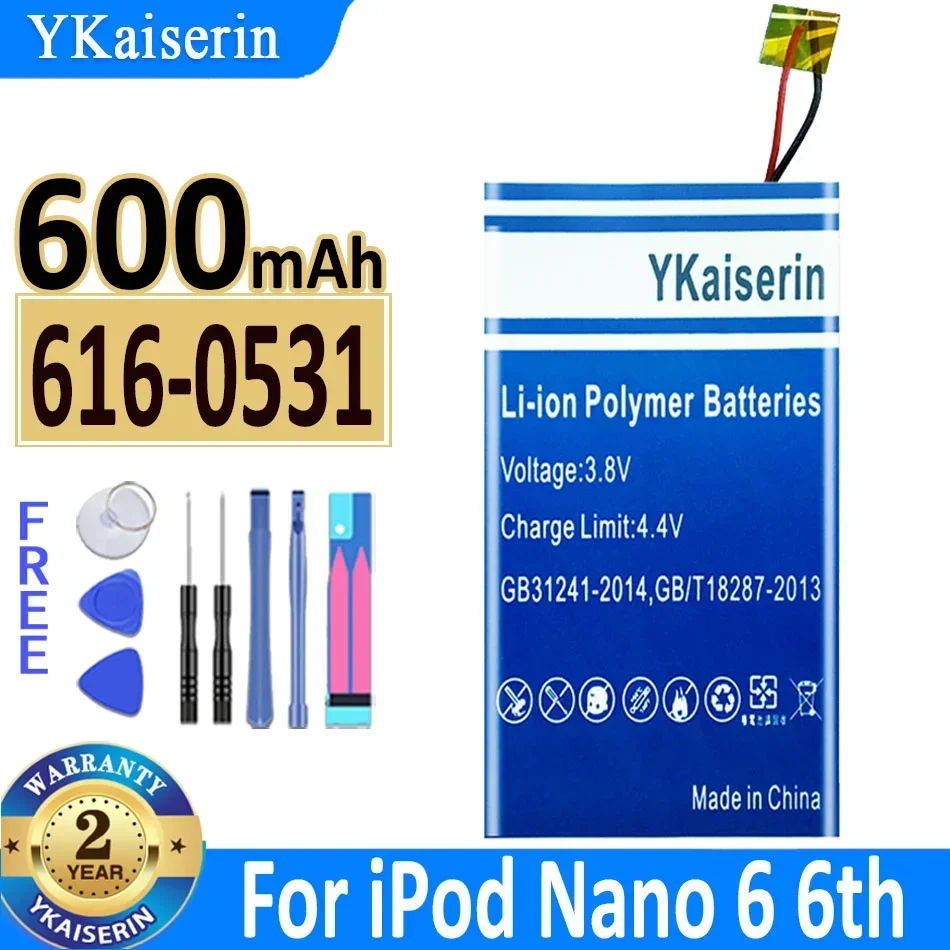 YKaiserin Nano 4 Batterij for IPod Nano 4 4th Gen 5 5G 5th 6 6th Gen 8GB 16GB Nano 7 / 7th MB903LL/A;616-0639;616-0640 Batteries