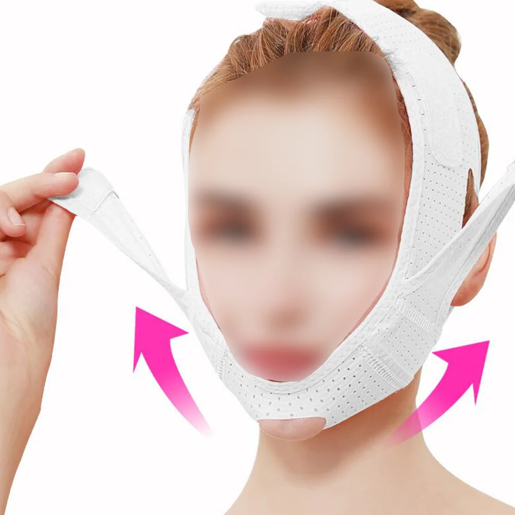 قناع رفع الوجه القابل للتنفس للنساء، ضمادة الوجه، حزام الذقن العضلي 073، دعم لشد البشرة البيضاء