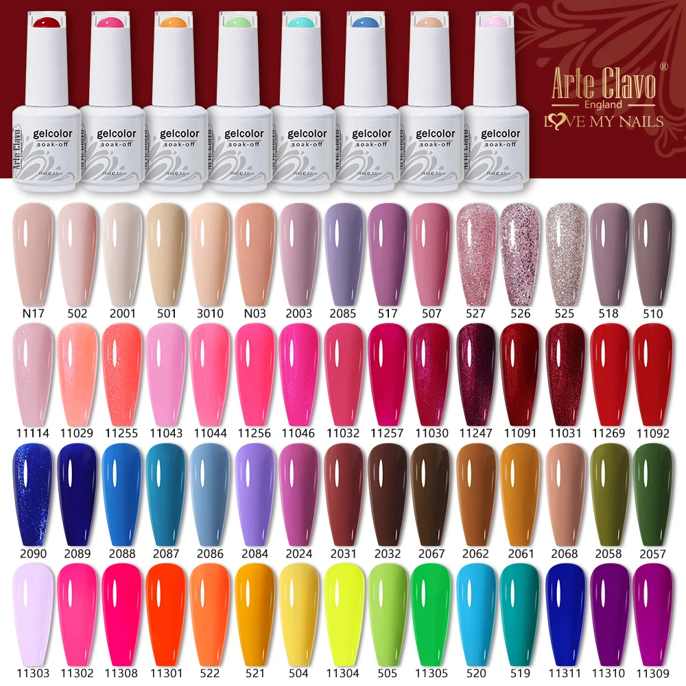 

Arte Clavo 15ml UV Gel Nail Polish Red Lakiery Hybrydowe Pink Nude Colors Polish Gel Varnish Soak Off Gellack Nails Art Manicure