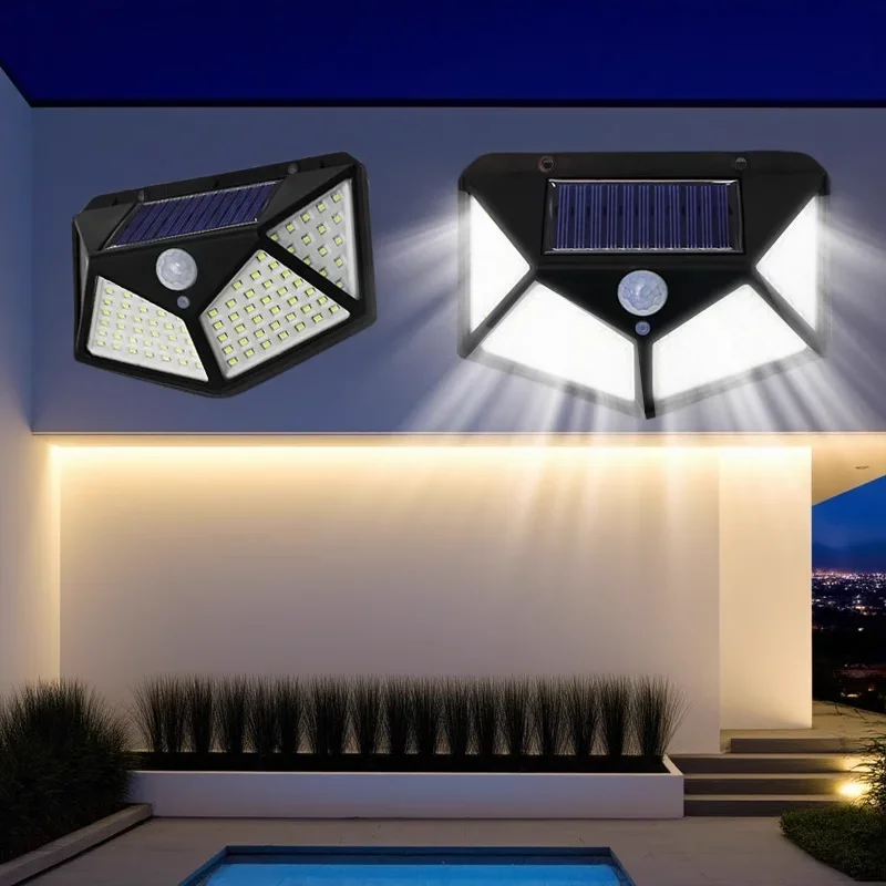 

100 LED Solar Wall Lights Waterproof Outdoor Solar Lamp Motion Sensor Solar Powered Sunlight Street Light for Garden Light Hot