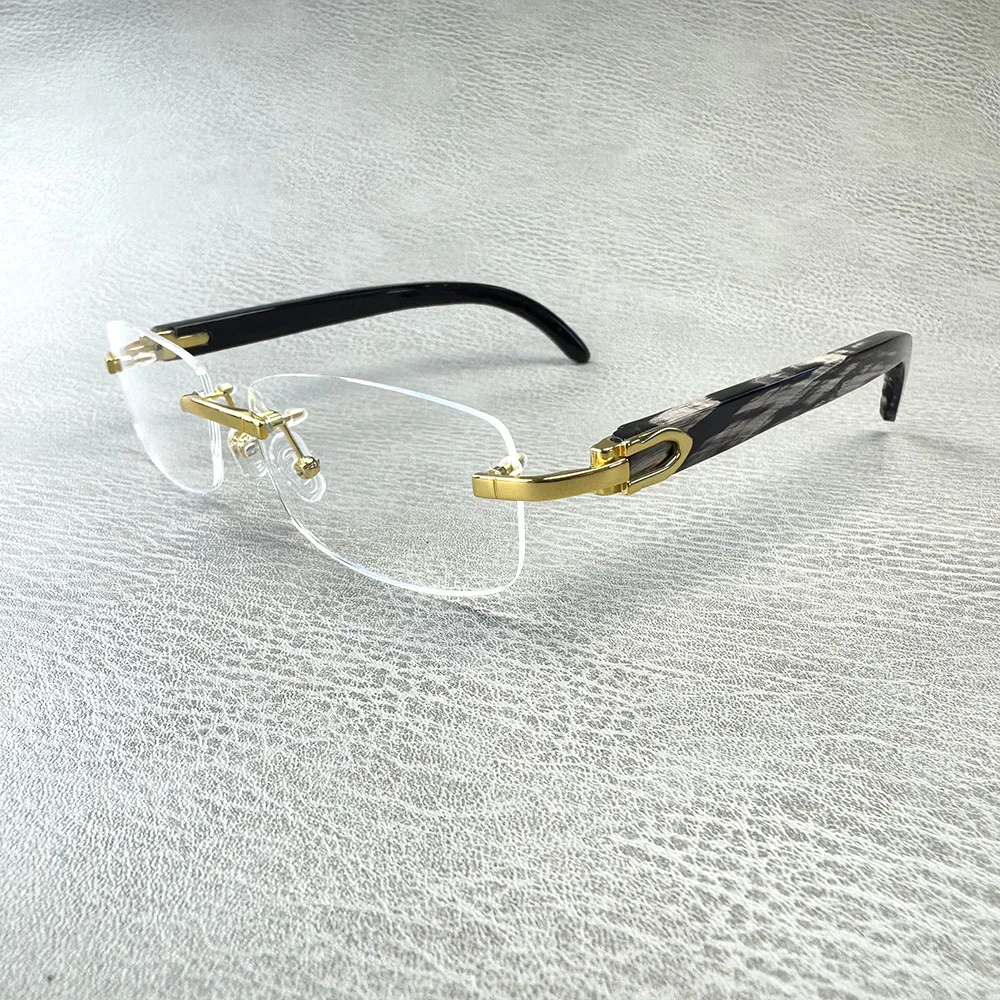 

Eyeglass Frames Rimless Square Vintage Optical Lenses Glasses Handmade Natural Horn Prescription Man Women's Glasses Frames