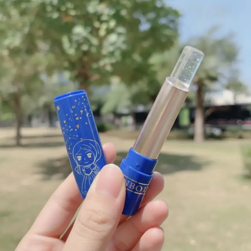 Temperature Color Changing Lip Balm 1Pcs Gold Foil Infused Long Lasting Moisturizing Lip Balm for Outdoor Travel Use