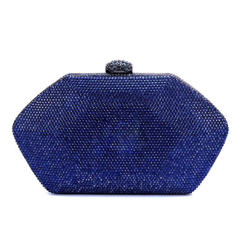

Hexagonal Diamond Evening Clutch Purse Women Wedding Prom Pink/Red Crystal Clutches Bags Silver/Gold 16 Colors Bridal Handbags