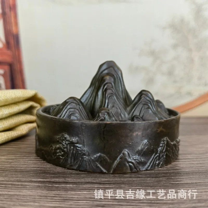Boshan antique-style alloy incense burner with aged sandalwood powder, used for ceremony, as a decorative piece on the tea t