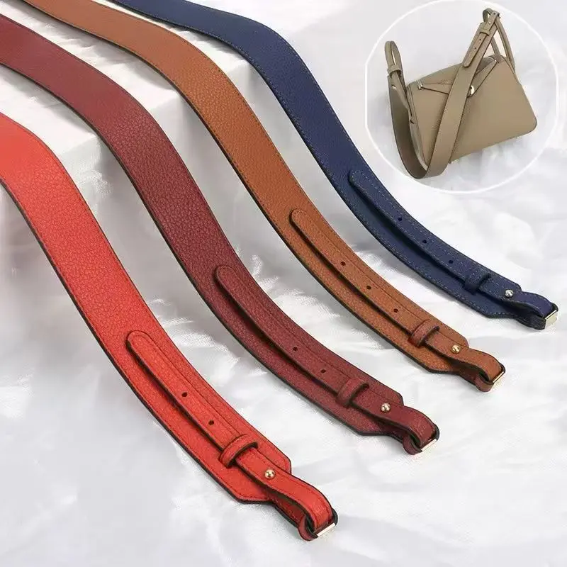 Adjustable Bag Shoulder Strap Fashion Leopard Wide Bag Strap Replacement Lychee Pattern Strap For Real Cowhide Leather Woman Bag