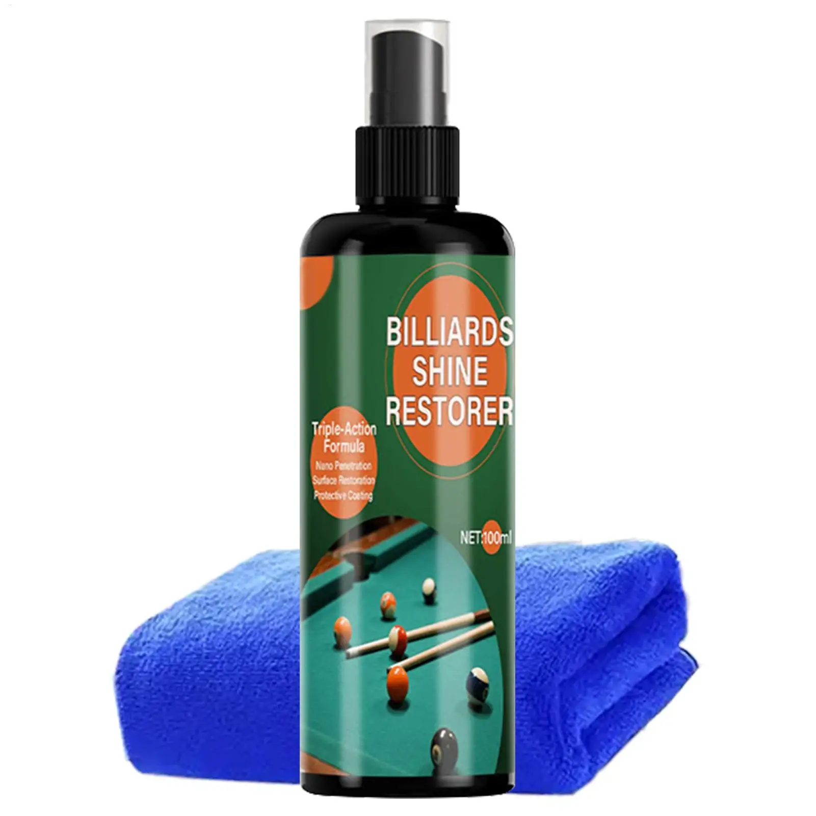 Billiard Ball Restorer 100ml Gentle Pool Table Cleaning Mist With Towel Billiard Ball Polishing Spray for Men Women Youth Teens